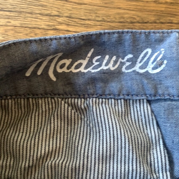 📌 Madewell Ramie Chambray Blue Mid-rise Shorts - Picture 2 of 5